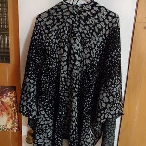 Black & Silver Sparkle Ruana Wrap